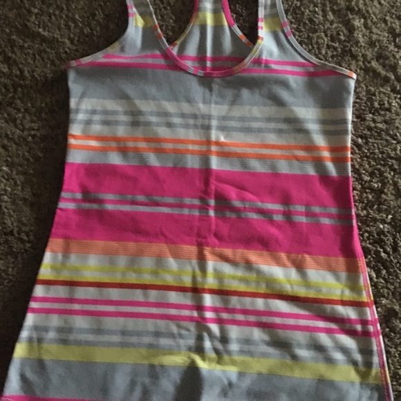 Lululemon Pink Striped Razorback Tank - Picture 3 of 3